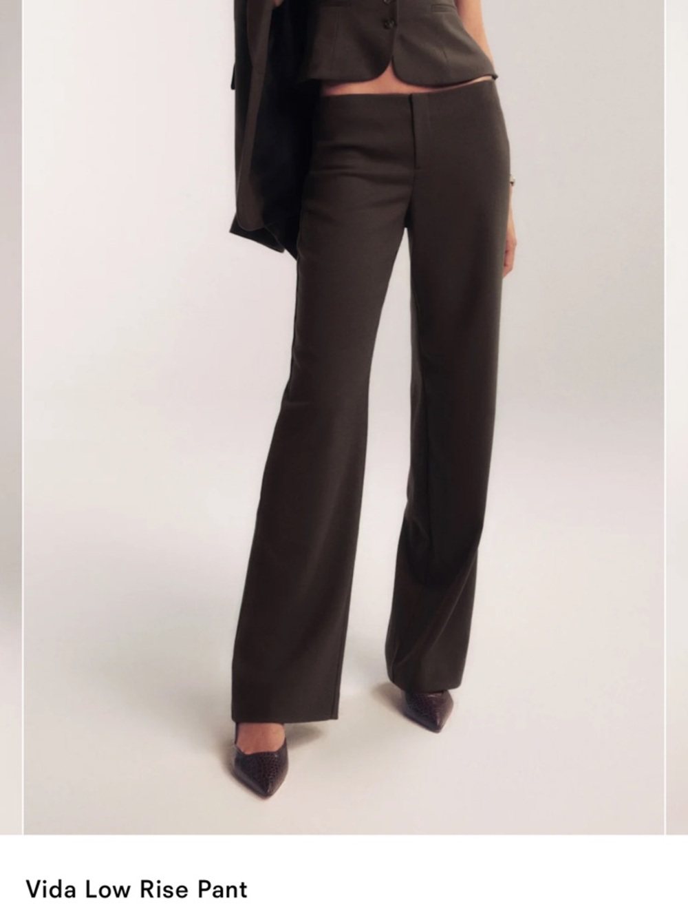Reformation Vida Low Rise Pants — dark brown Mole size 4